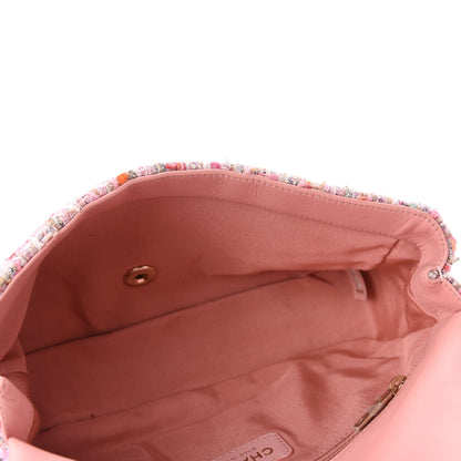 Chanel Tweed Medium Pearl Handle Flap Pink Beige Orange Ecru 5 of 11