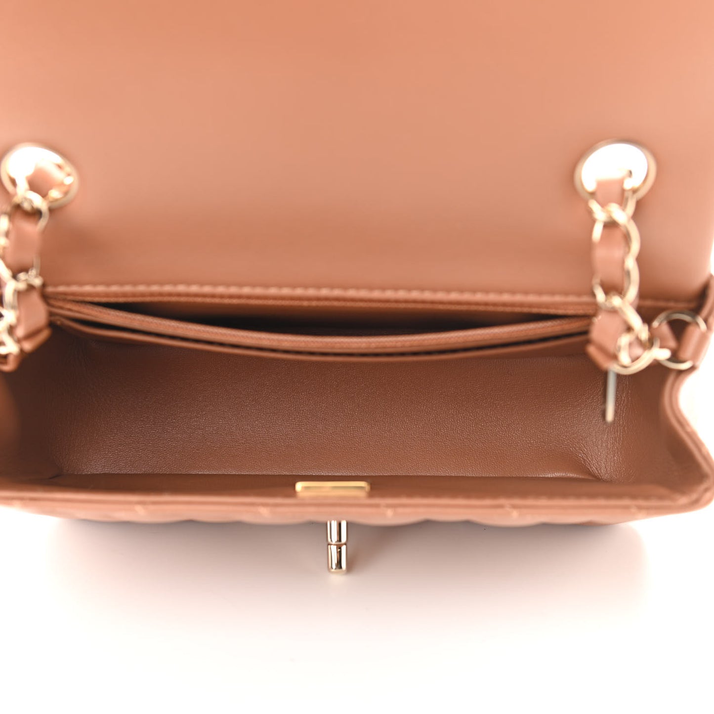 Lambskin Quilted Mini Rectangular Flap Brown