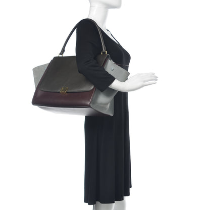 Celine Calfskin Suede Large Tri-Color Trapeze Dark Grey 2 of 17
