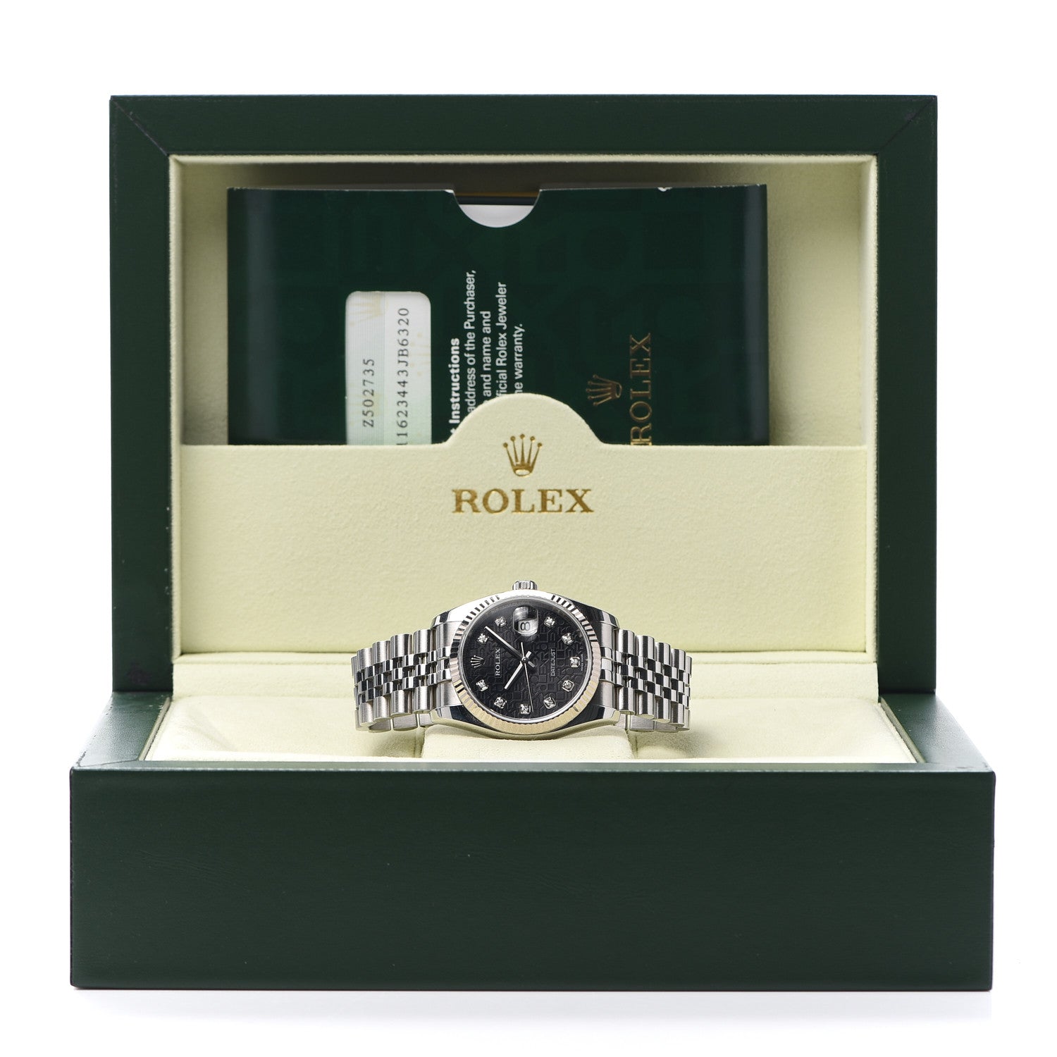 Rolex Stainless Steel 18K White Gold Diamond 36mm Oyster Perpetual Datejust Watch Black Jubilee 116234 6 of 6