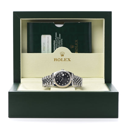 Rolex Stainless Steel 18K White Gold Diamond 36mm Oyster Perpetual Datejust Watch Black Jubilee 116234 6 of 6