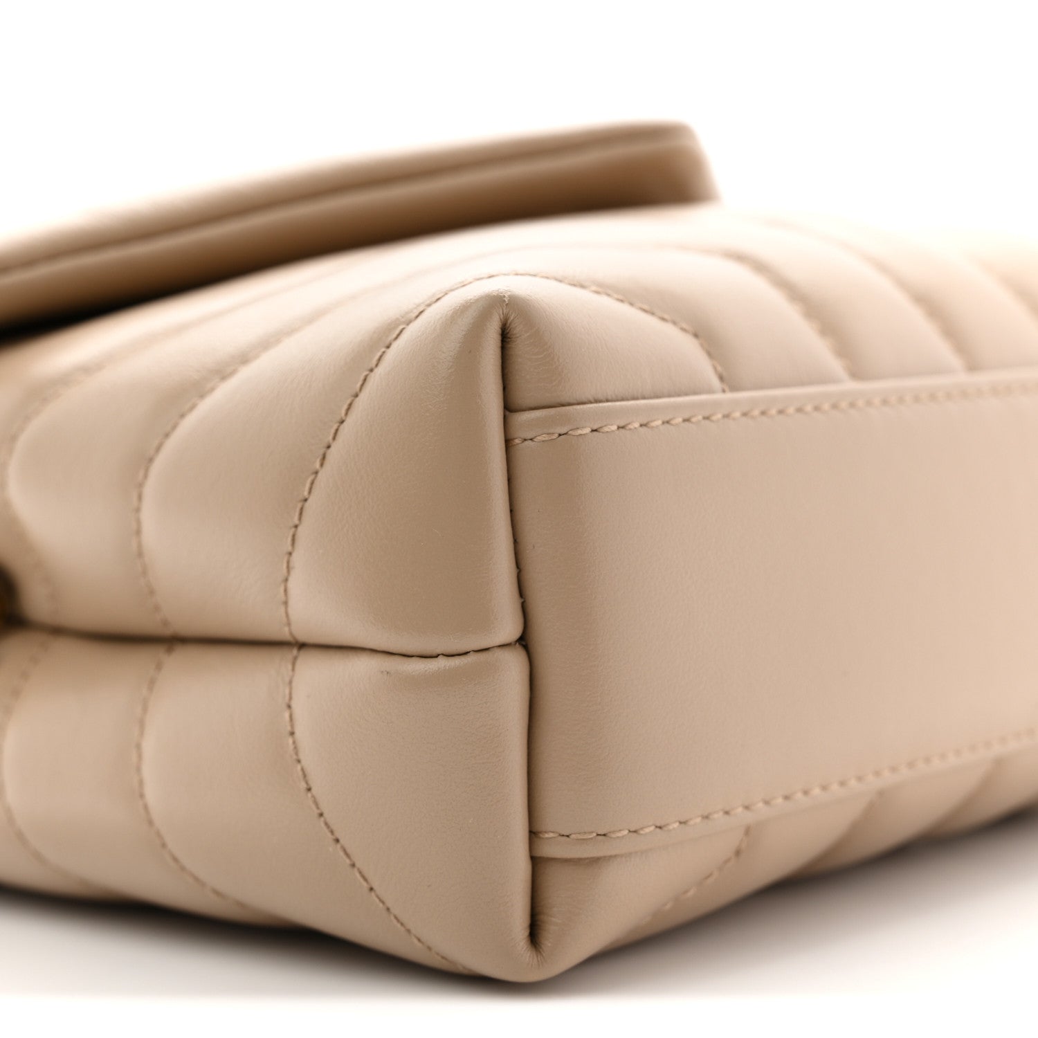 Saint Laurent Calfskin Y Quilted Monogram Toy Loulou Crossbody Bag Dark Beige 9 of 10