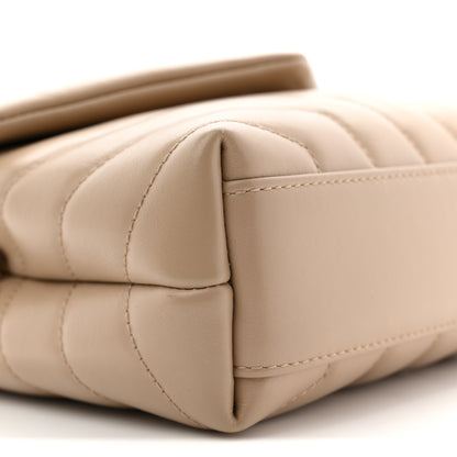Saint Laurent Calfskin Y Quilted Monogram Toy Loulou Crossbody Bag Dark Beige 9 of 10