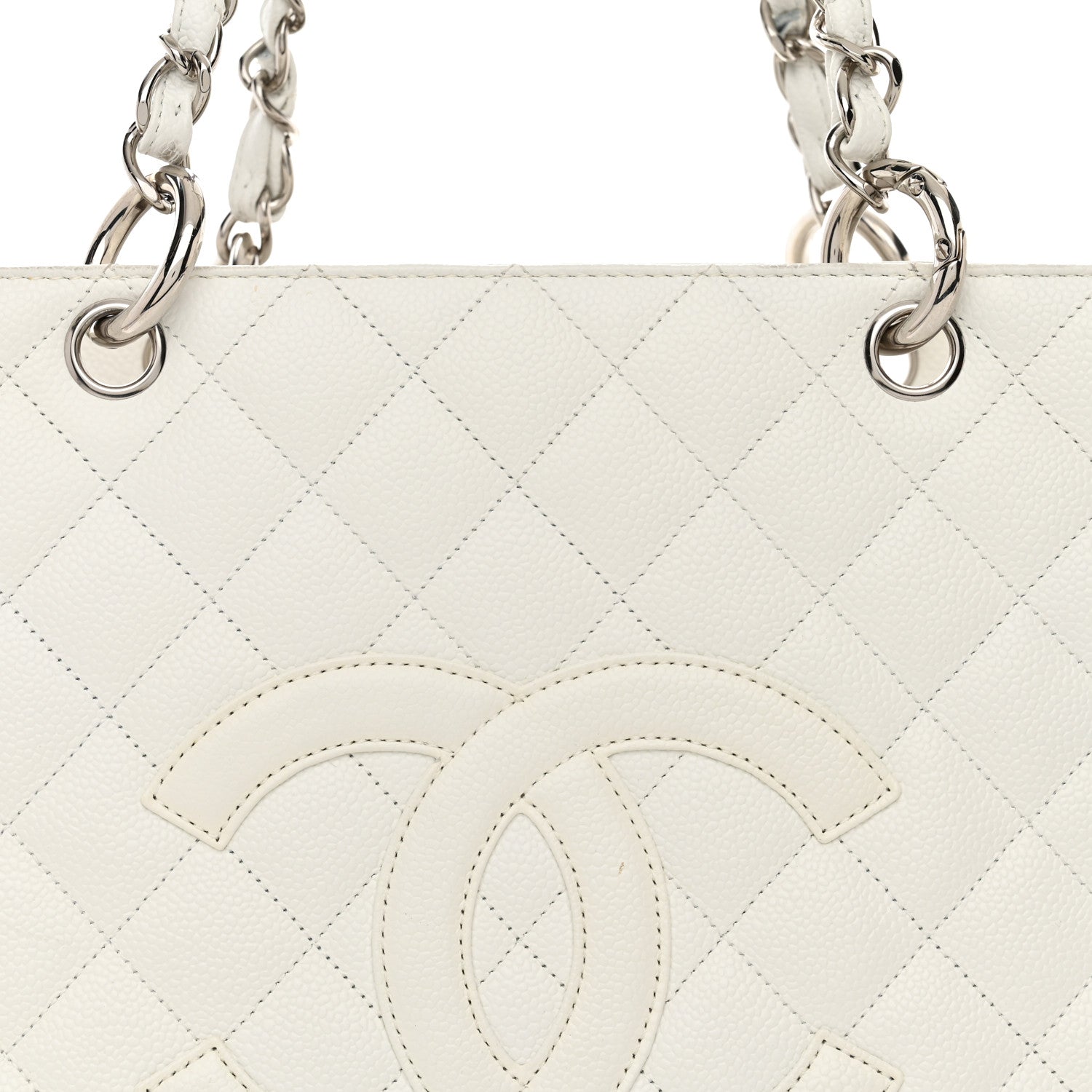 Chanel Caviar Quilted Grand Shopping Tote GST White 8 of 11