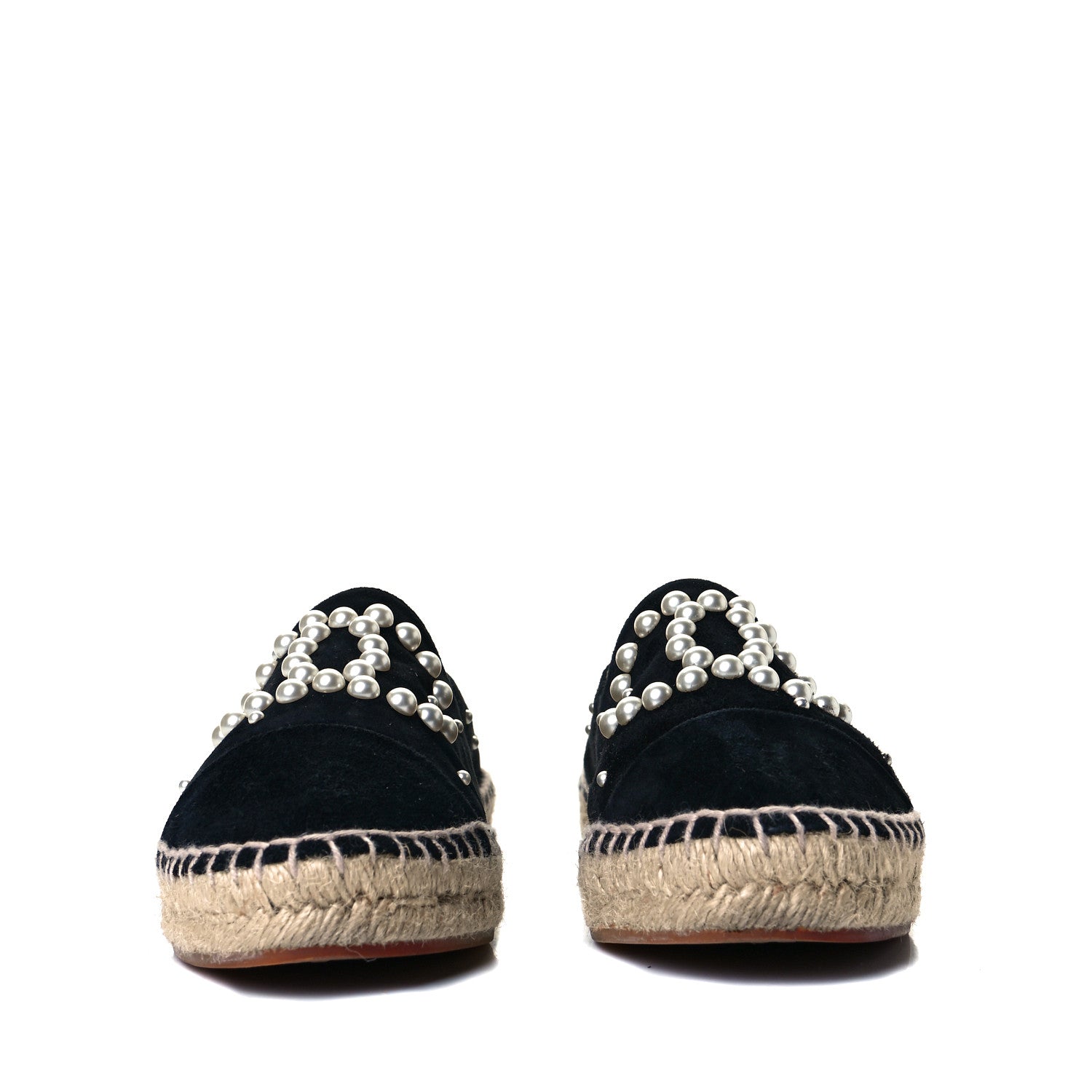 Chanel Suede Pearl CC Espadrilles 37 Black 3 of 9