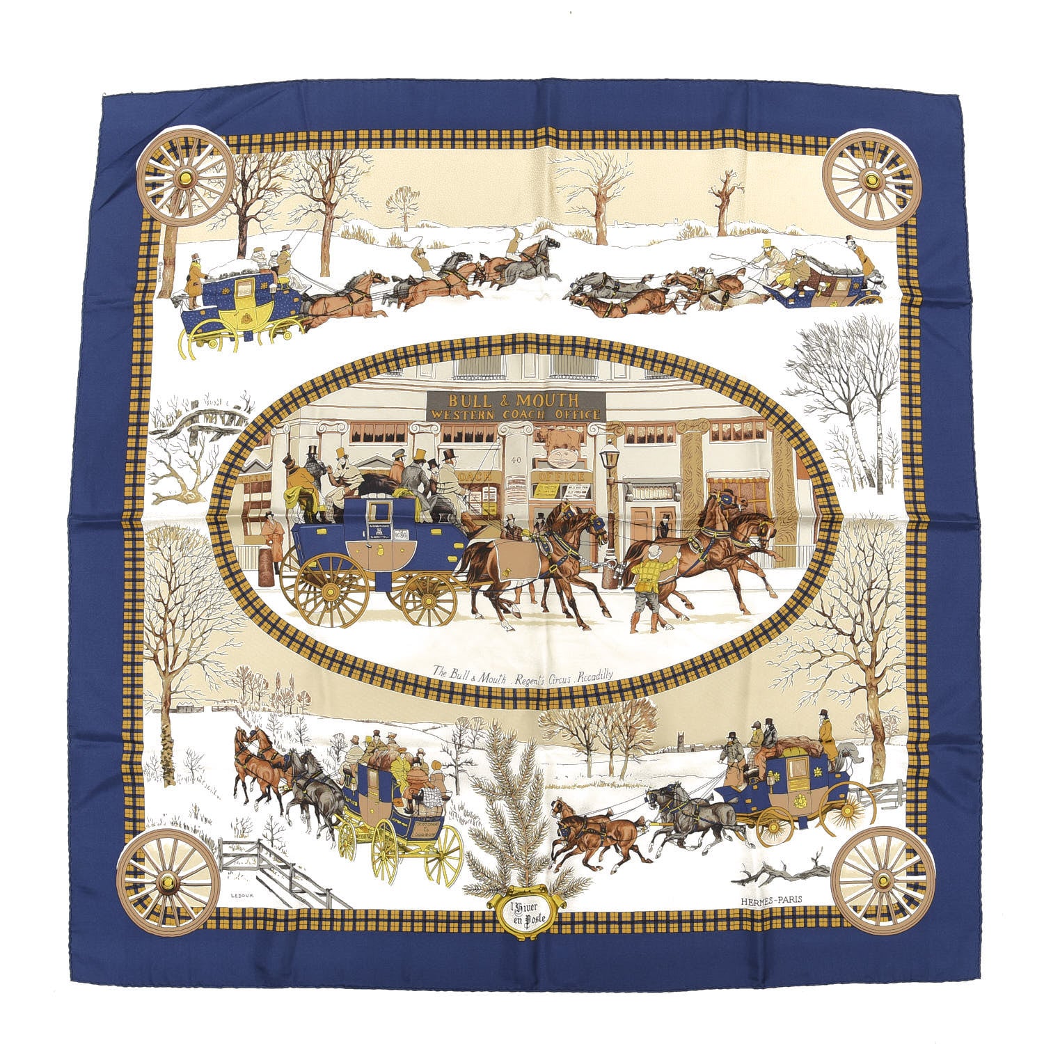 Hermes Silk L'hiver En Poste Scarf 90 1 of 7