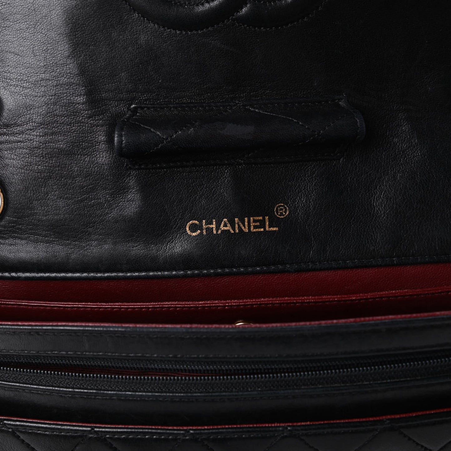 Lambskin Medium Single Flap Black