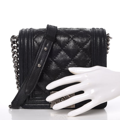 Chanel Iridescent Calfskin Quilted Small Gentle Square Boy Flap Black 4 of 9