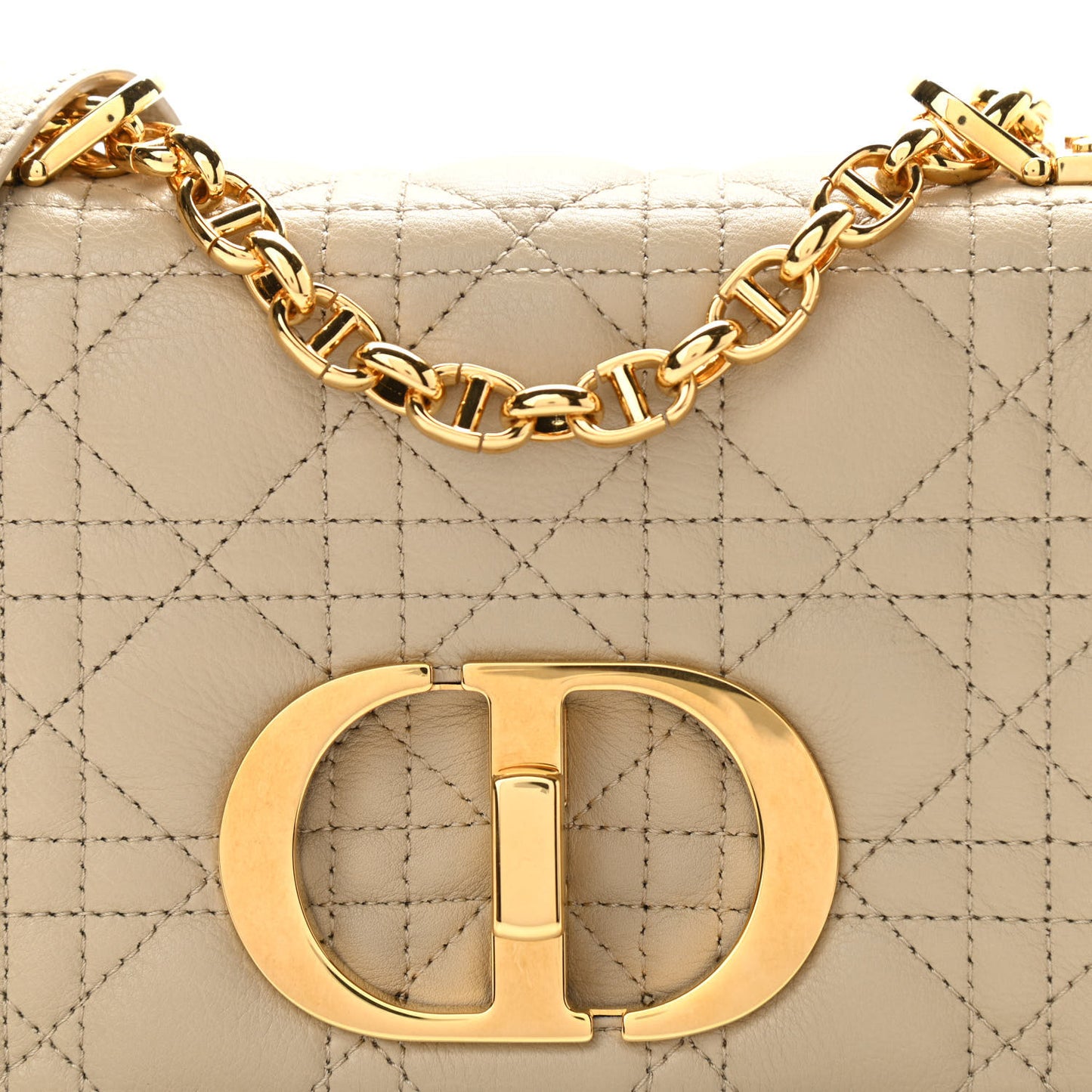 Calfskin Cannage Small Caro Bag Beige