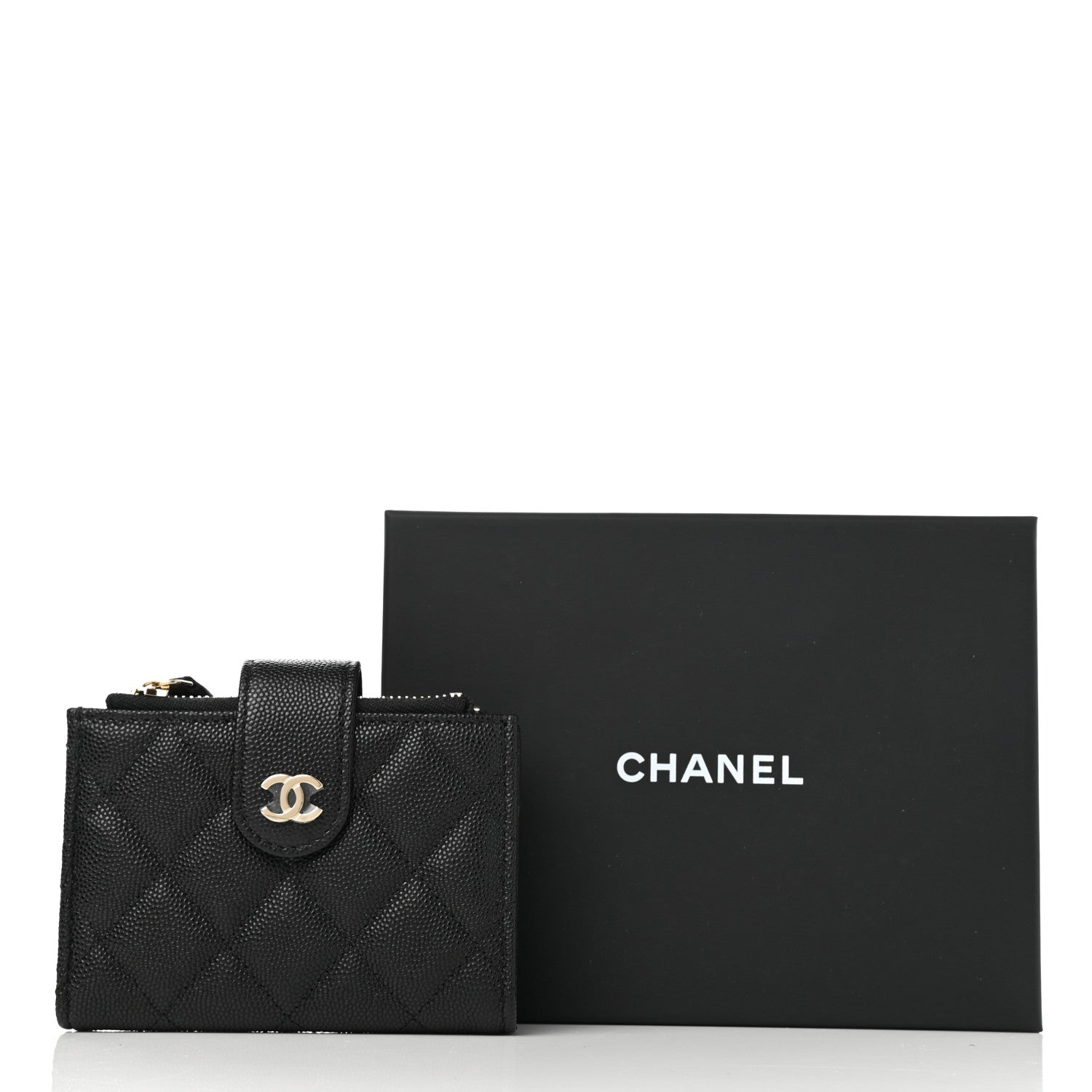 Chanel Caviar Quilted Compact Zipped Pocket Wallet Black 9 of 9