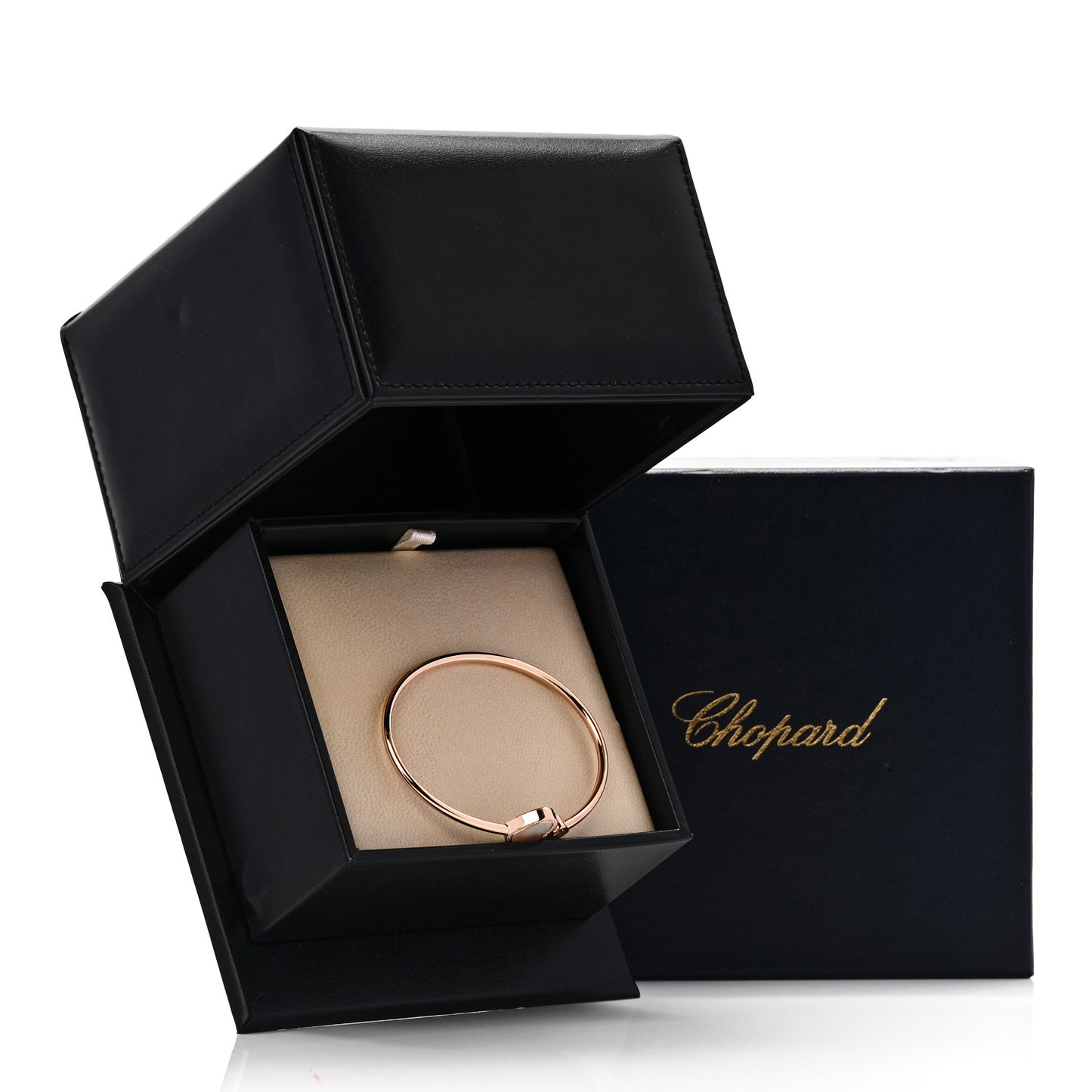 18K Rose Gold Diamond Mother of Pearl Pave Happy Hearts Bangle Bracelet
