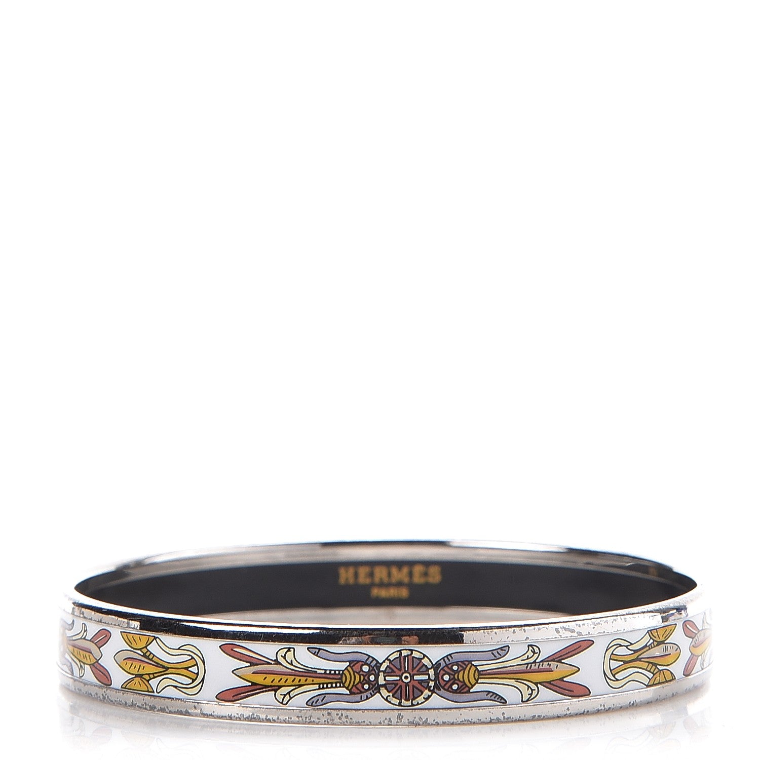 Hermes Enamel Printed Narrow Bracelet 65 White 1 of 7