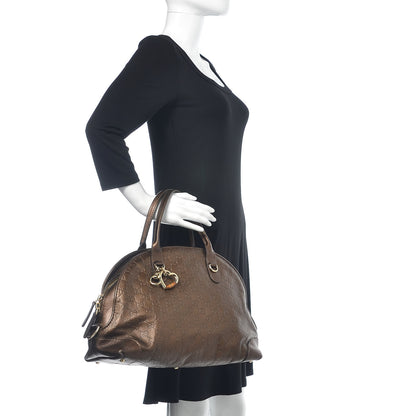 Gucci Metallic Guccissima Heart Bit Charm Dome Satchel Bronze 2 of 22