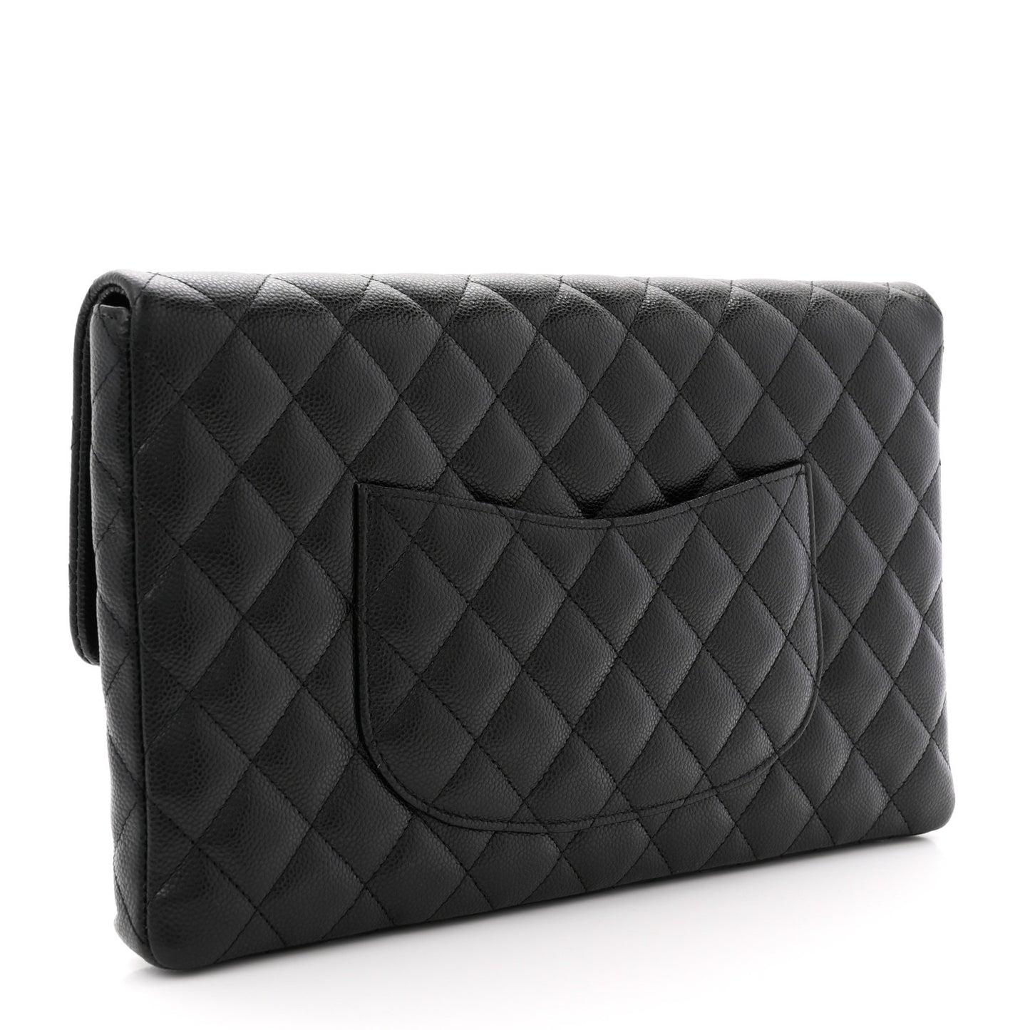 Caviar Quilted Flap Clutch Black