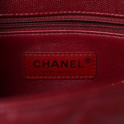 Chanel Caviar Lizard Embossed Quilted Small Coco Handle Flap Burgundy 6 of 10