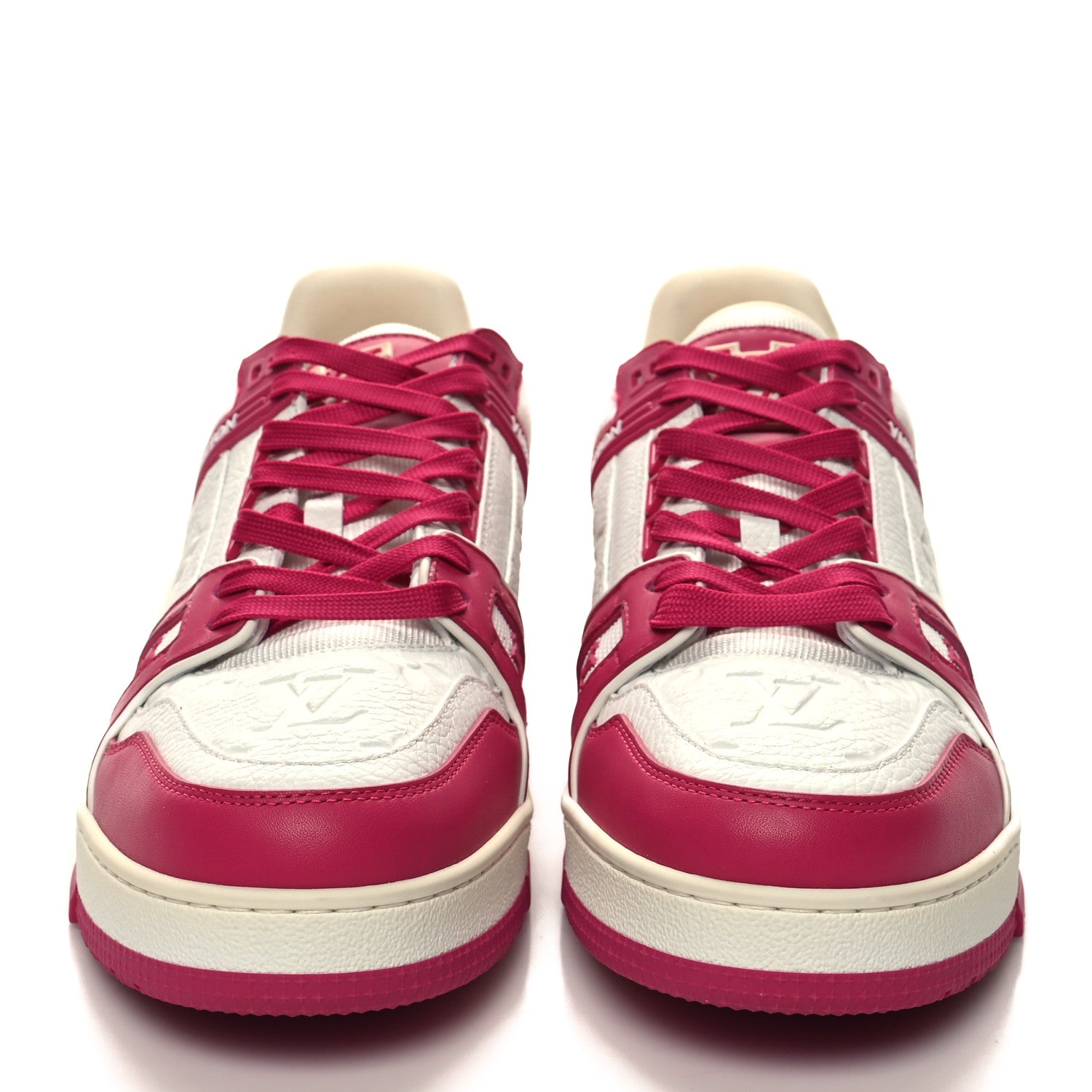 Louis Vuitton Calfskin Embossed Monogram Mens LV Trainer Sneakers 8.5 Fuchsia 2 of 9