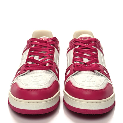Louis Vuitton Calfskin Embossed Monogram Mens LV Trainer Sneakers 8.5 Fuchsia 2 of 9