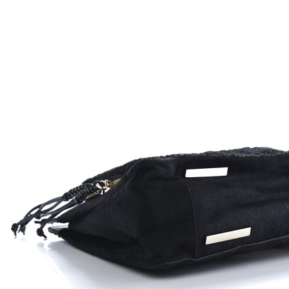 Valentino Garavani Calf Hair Lace Demetra Satchel Black 6 of 12