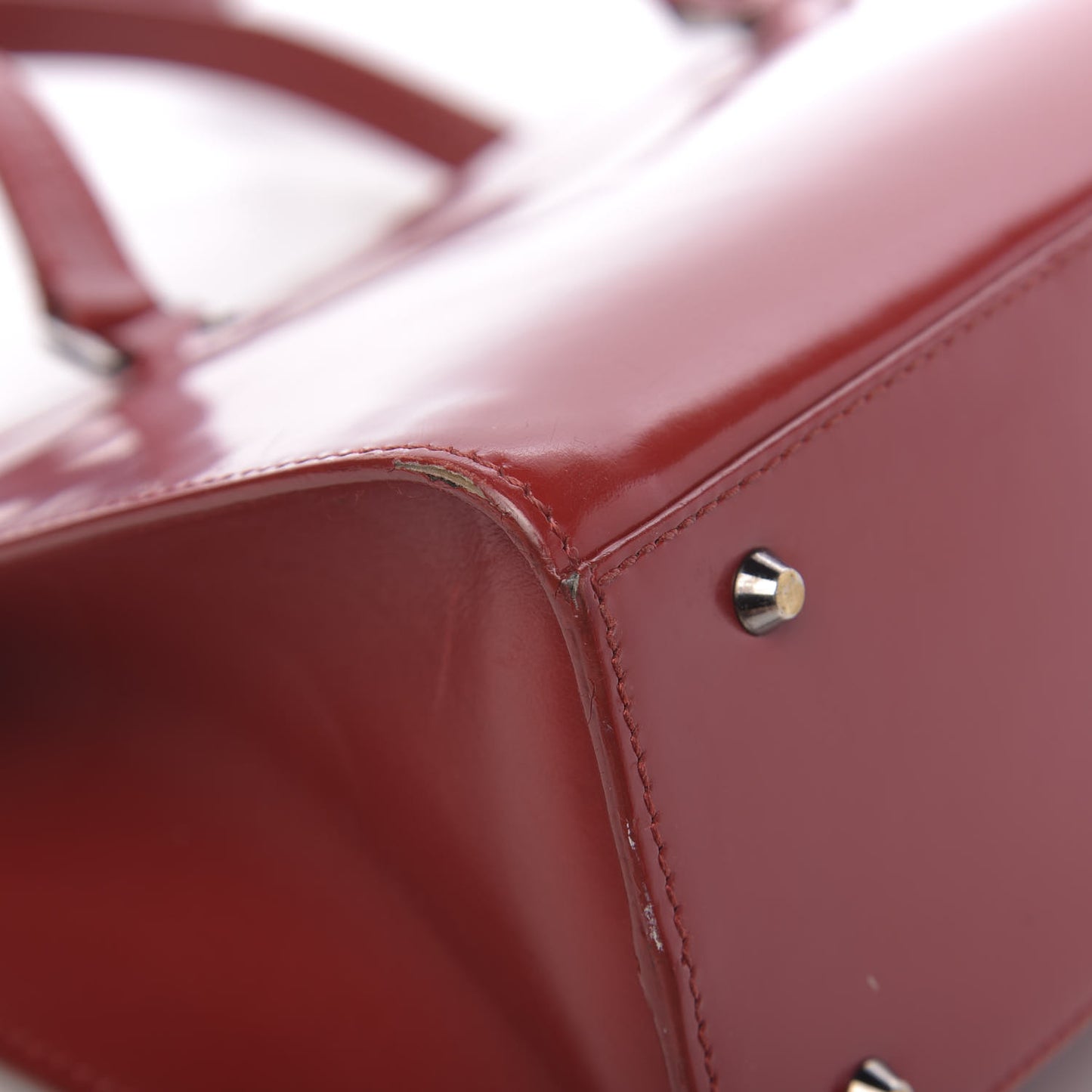 Glazed Calfskin Saddle Shopper Red
