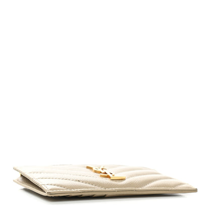 Saint Laurent Monogram Grain de Poudre 5 Fragments Zip Pouch Card Holder Dark Latte 4 of 9