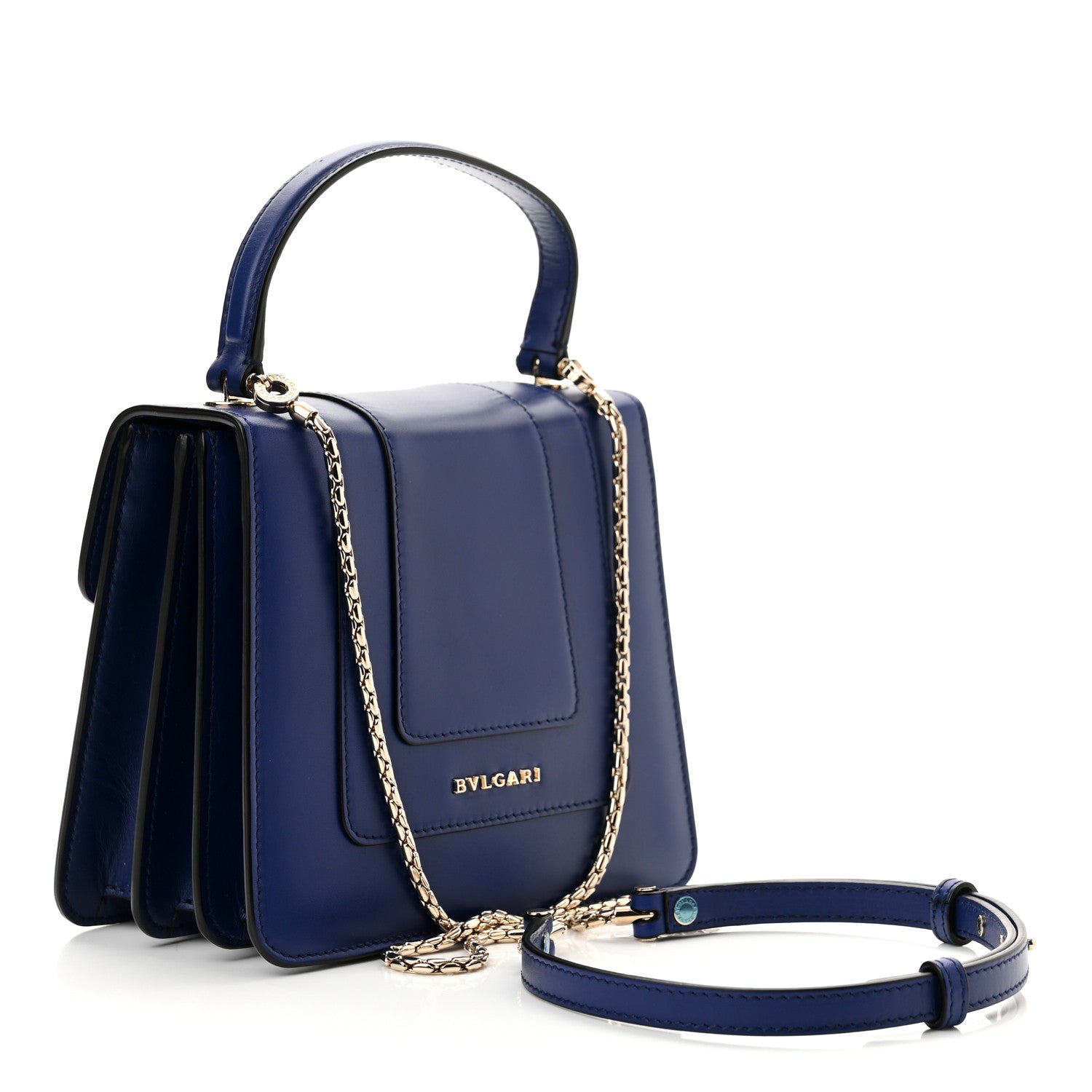 Bulgari Calfskin Serpenti Forever Top Handle Blue 3 of 9