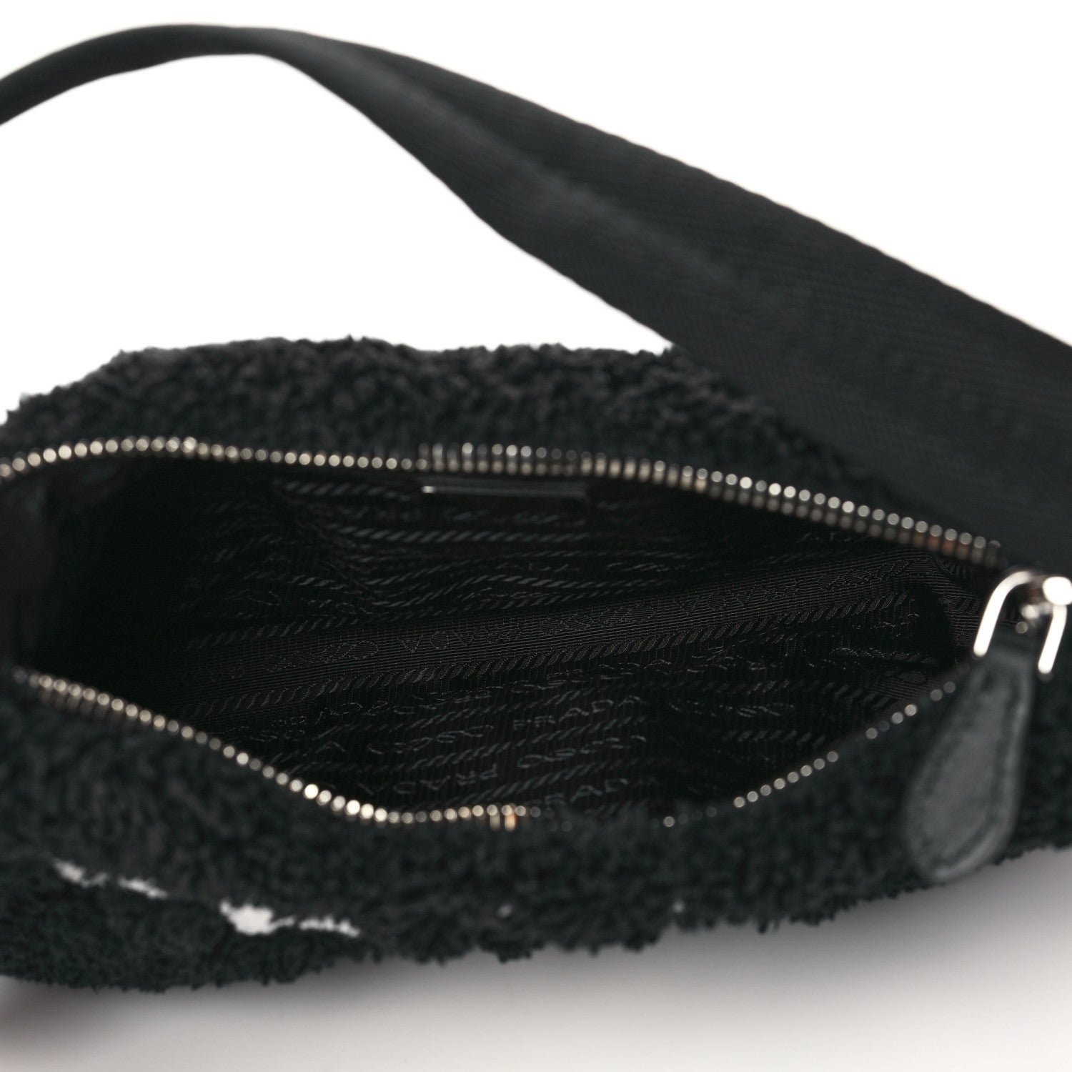 Prada Terry Cloth Mini Re-Edition 2000 Bag Black White 5 of 6