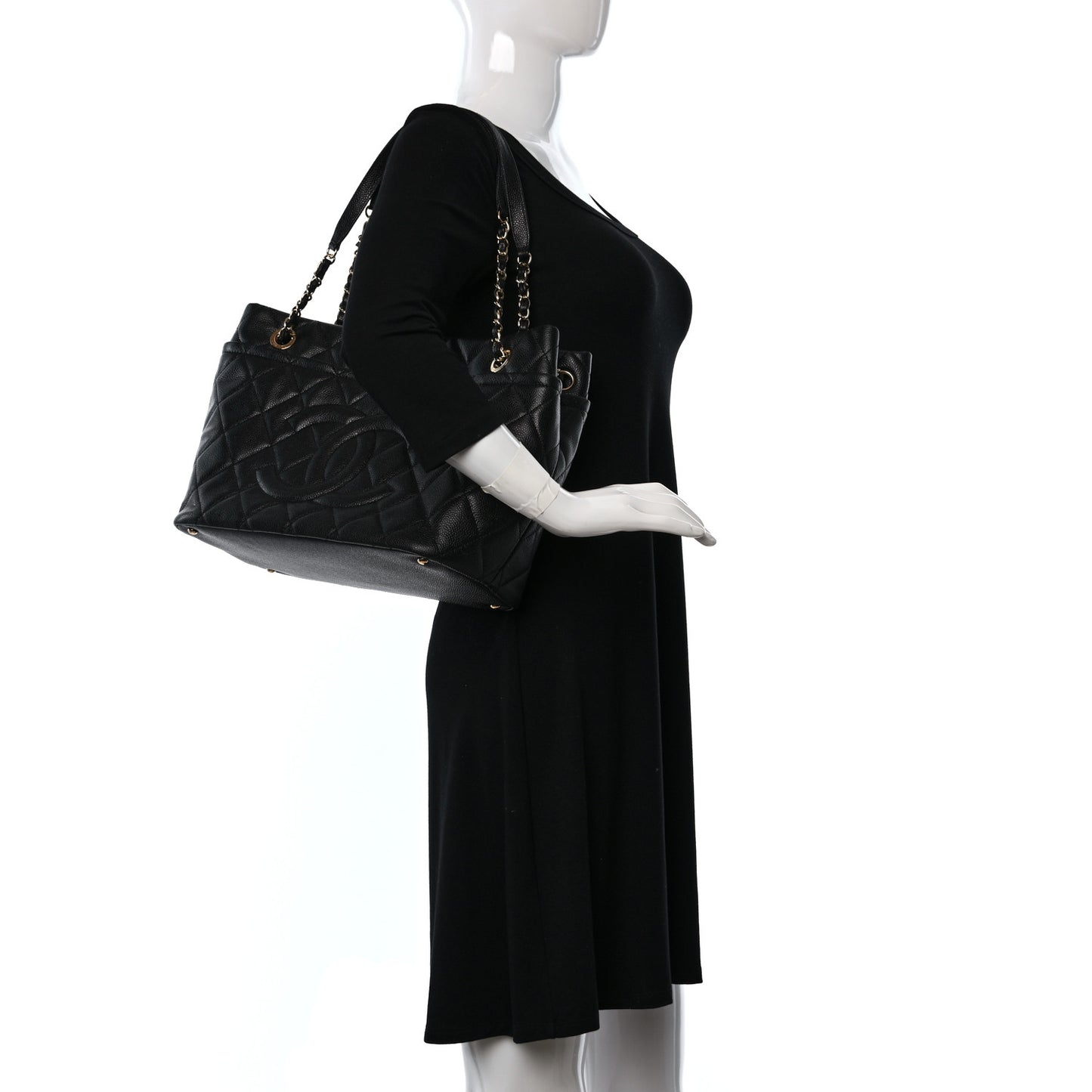 Caviar Quilted Timeless CC Soft Tote Black