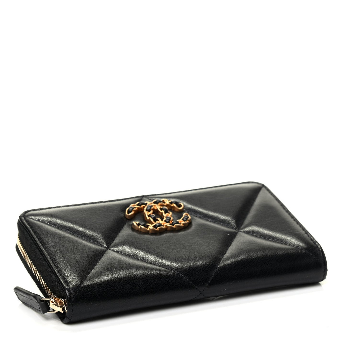 Lambskin Quilted 19 Zipped Wallet Black
