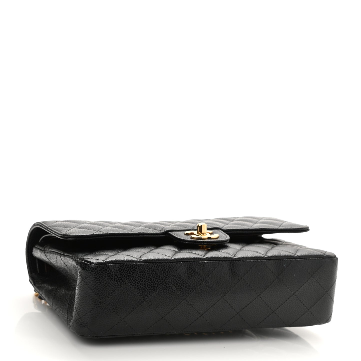 Caviar Quilted Medium Double Flap Black