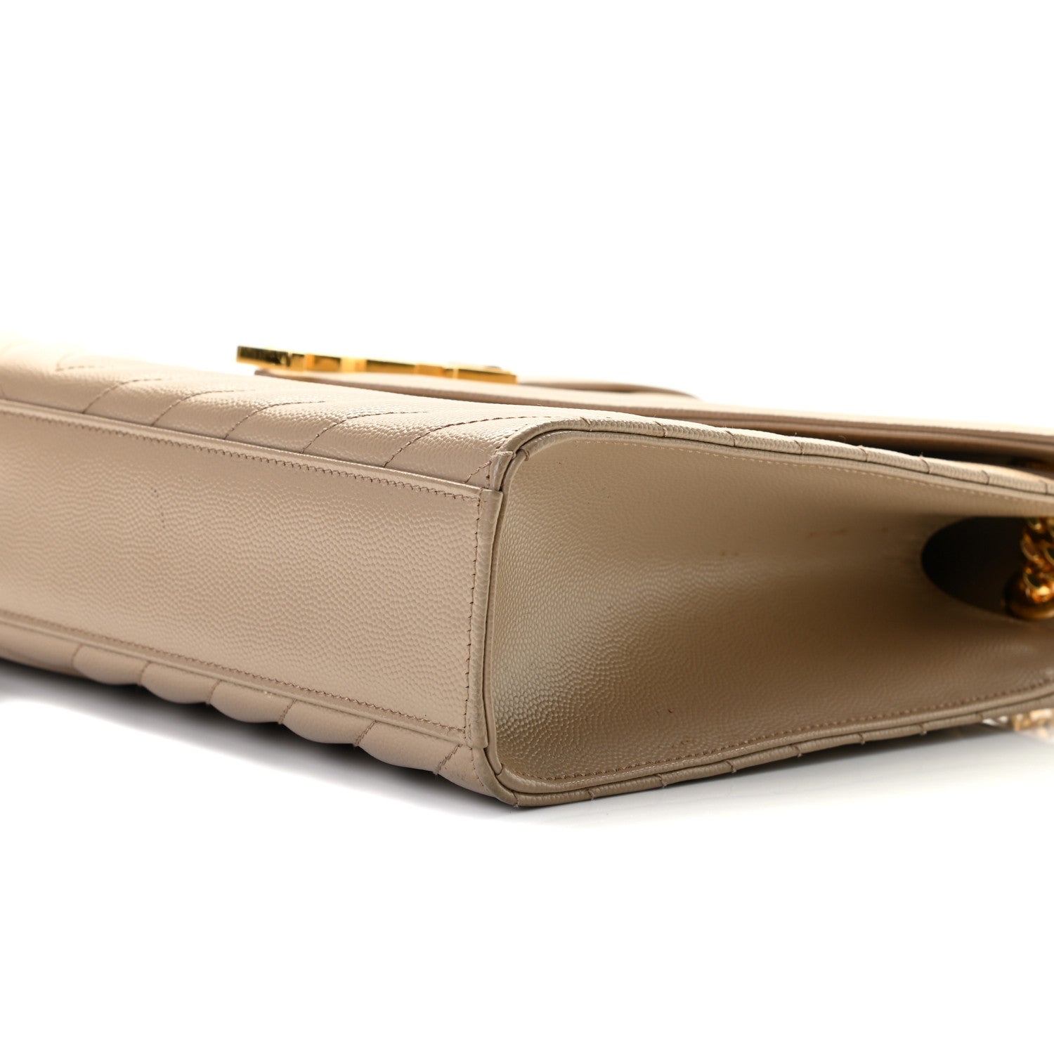 Saint Laurent Grain De Poudre Matelasse Chevron Large Monogram Satchel Dark Beige 6 of 12