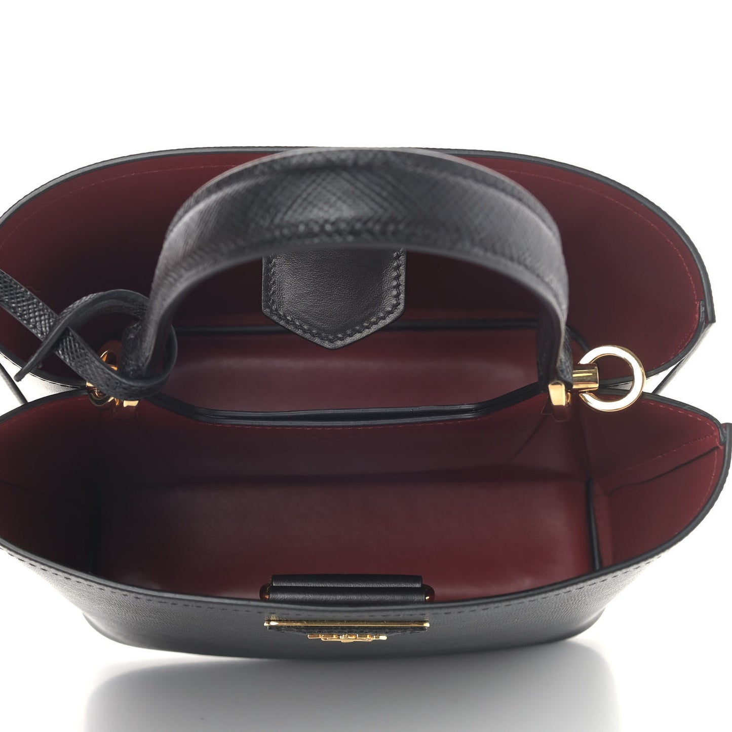 Saffiano Cuir Medium Panier Bucket Bag Black Fuoco