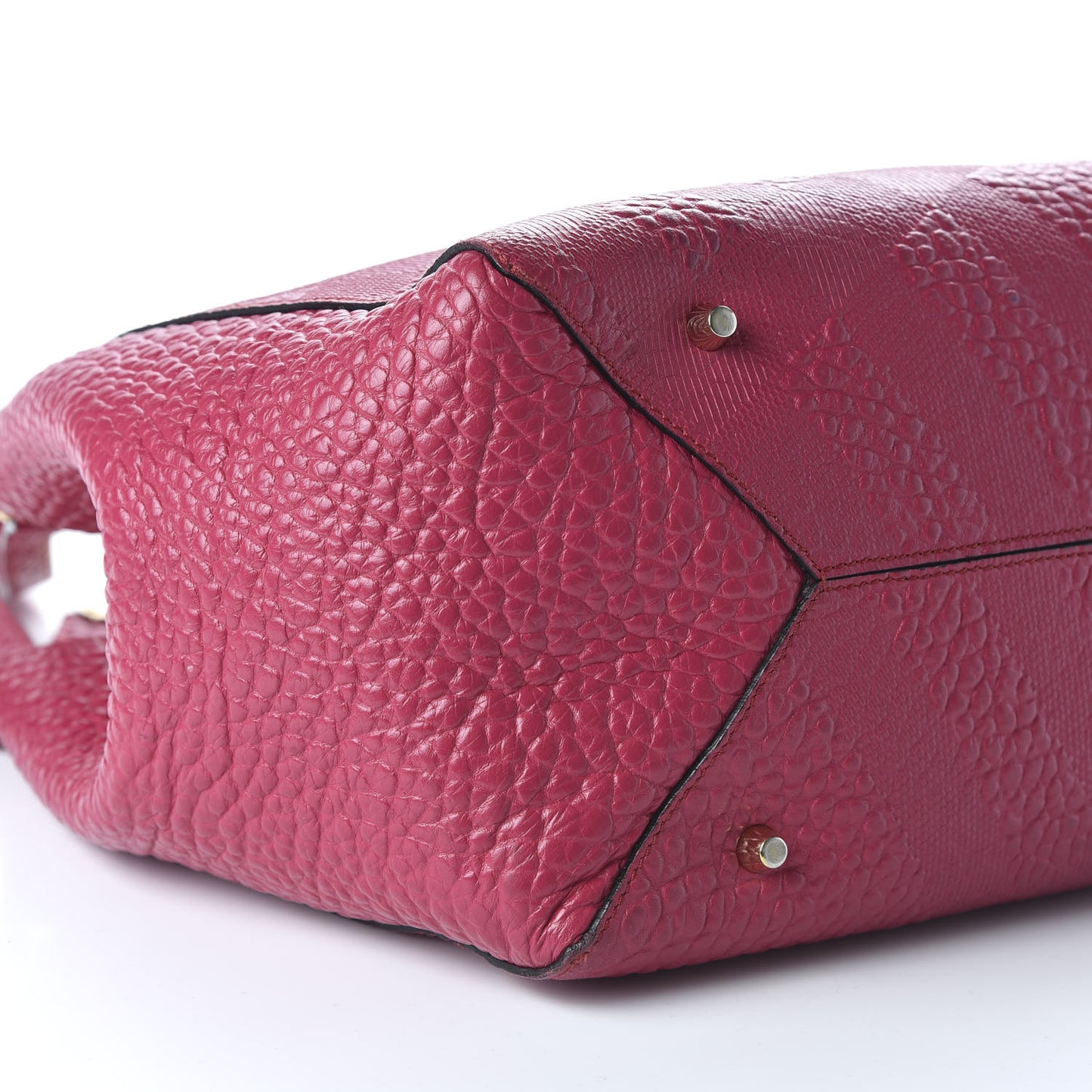 Signature Grain Calfskin Check Embossed Small Canterbury Tote Fuchsia