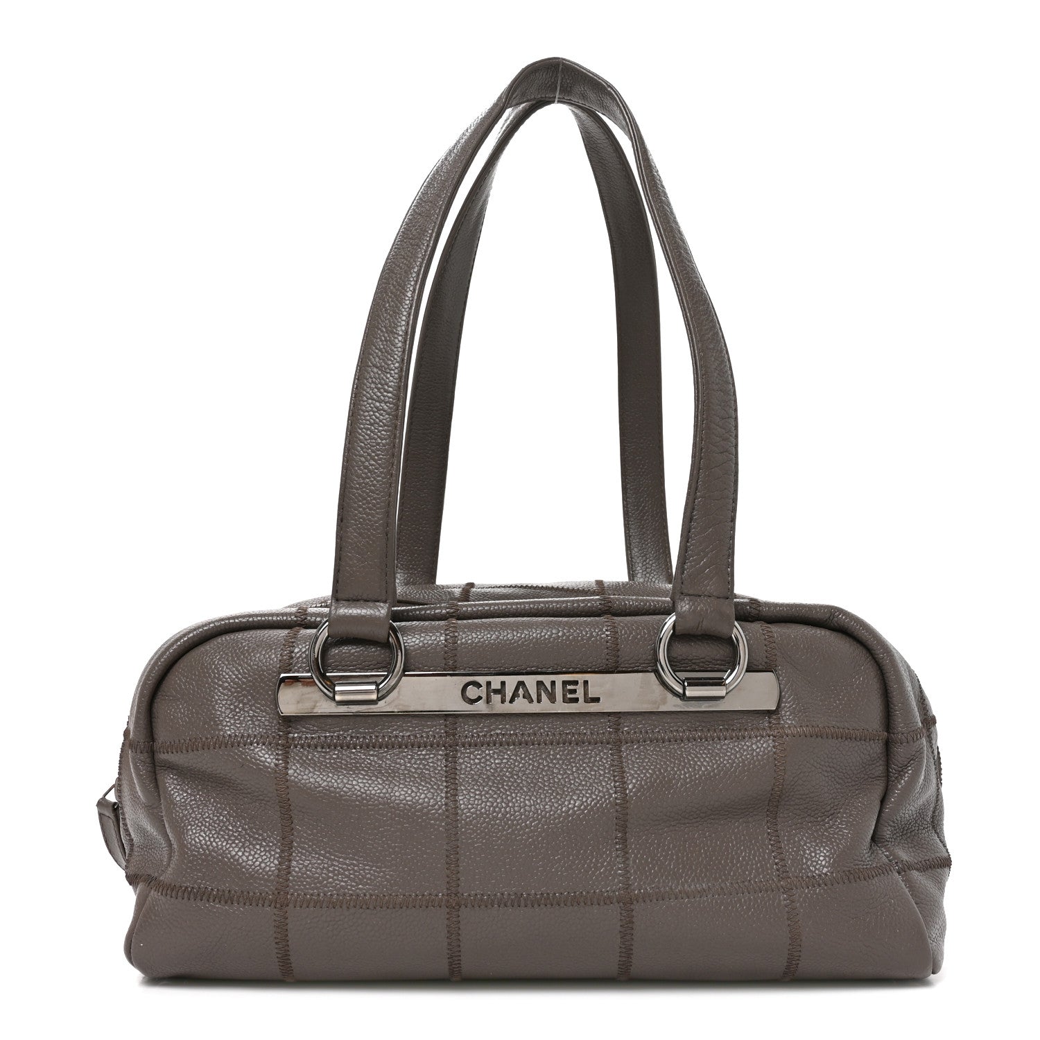 Chanel Caviar Square Stitched Bowler Grey 1 of 11