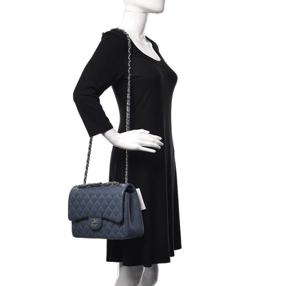 Chanel Caviar Quilted Jumbo Double Flap Light Blue 3 of 11