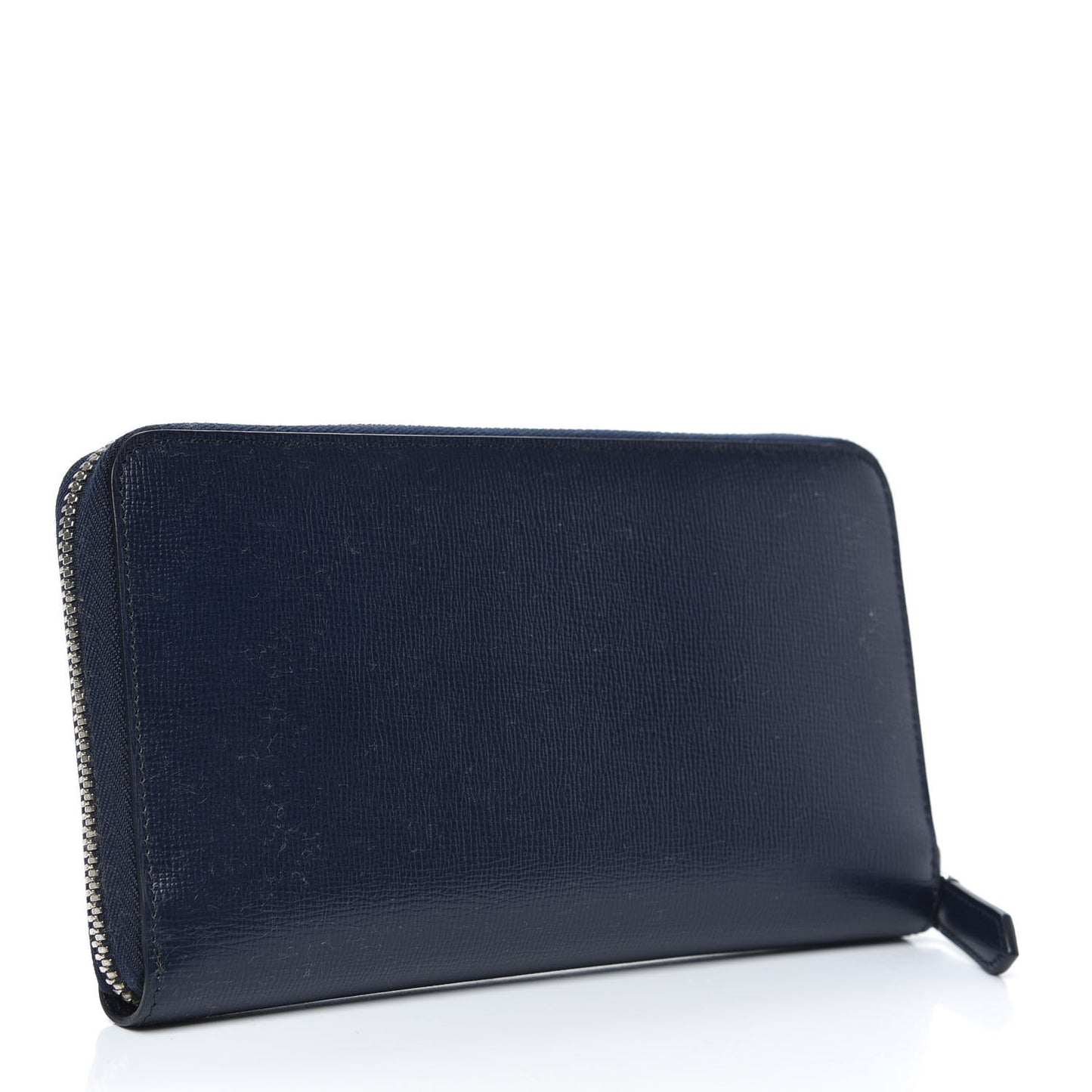 London Grainy Calfskin Renfrew Long Zip Around Wallet Dark Navy