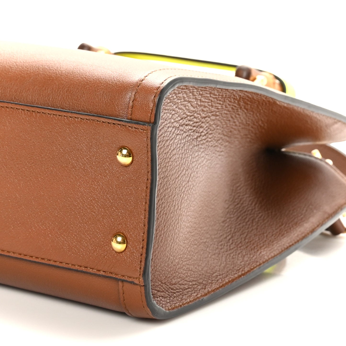 Wonka Grain Calfskin Small Diana Tote Bag Cuir Yellow Fluo