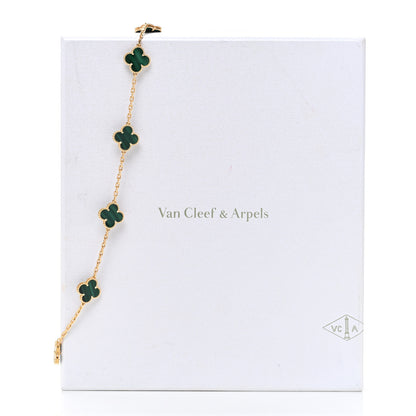 Van Cleef & Arpels 18K Yellow Gold Malachite 10 Motifs Vintage Alhambra Necklace 5 of 5