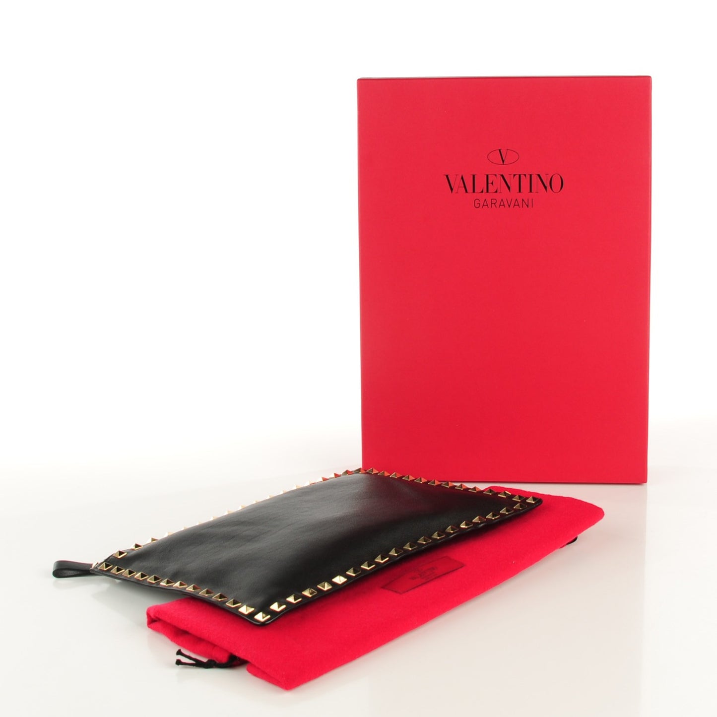 Vitello Large Rockstud Zip Pouch Black
