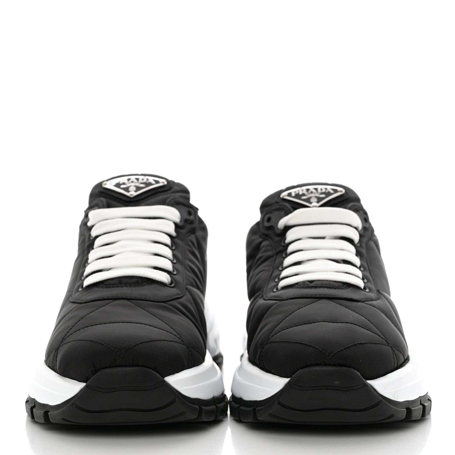 Prada Re-Nylon Piuma Metal Triangle Logo Quilted 45mm Sneakers 41 Black 2 of 9
