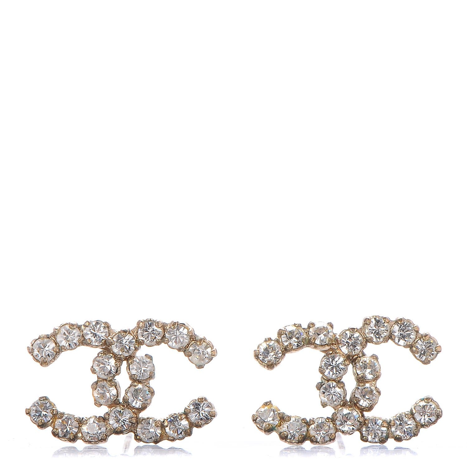 Chanel Crystal CC Earrings Gold 1 of 4