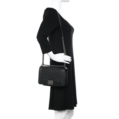 Chanel Calfskin Quilted Medium Boy Flap Black 2 of 14