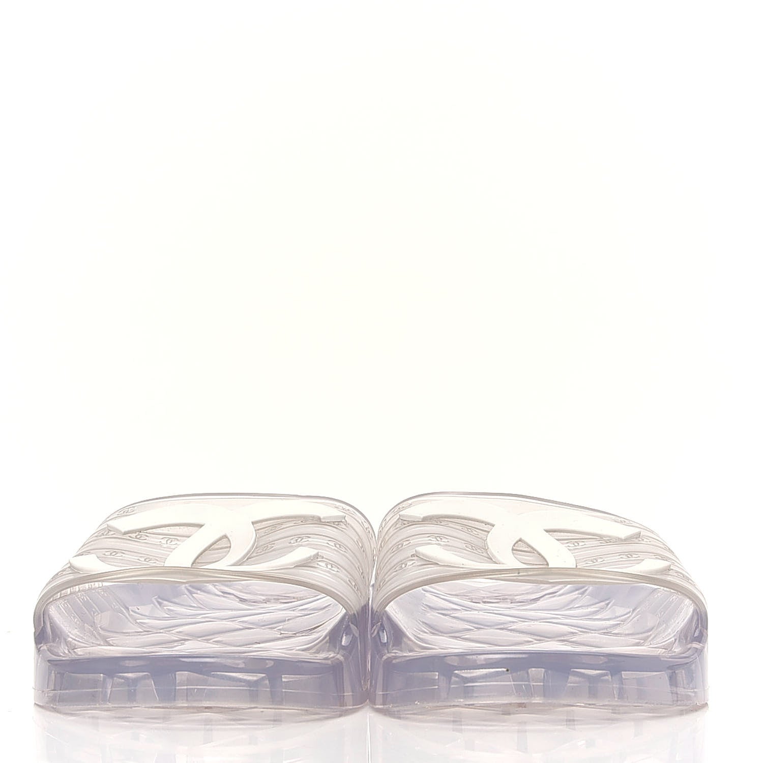 Chanel PVC Transparent CC Flat Slide Sandals 39 White 2 of 6