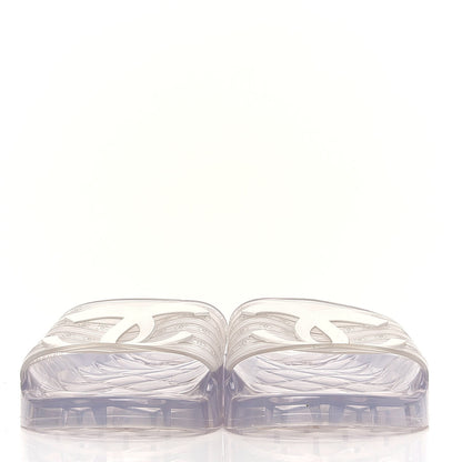 Chanel PVC Transparent CC Flat Slide Sandals 39 White 2 of 6