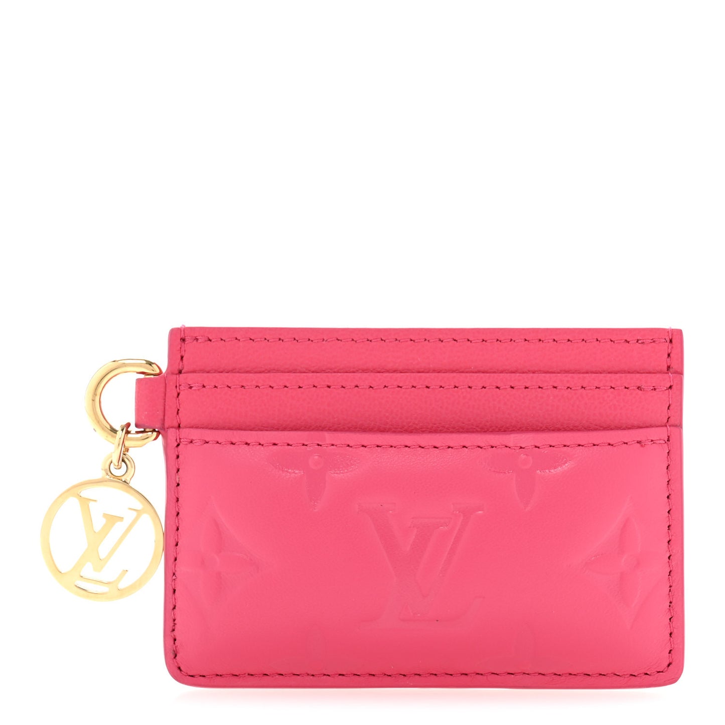 Lambskin Embossed Monogram Coussin Card Holder Bougainvillier