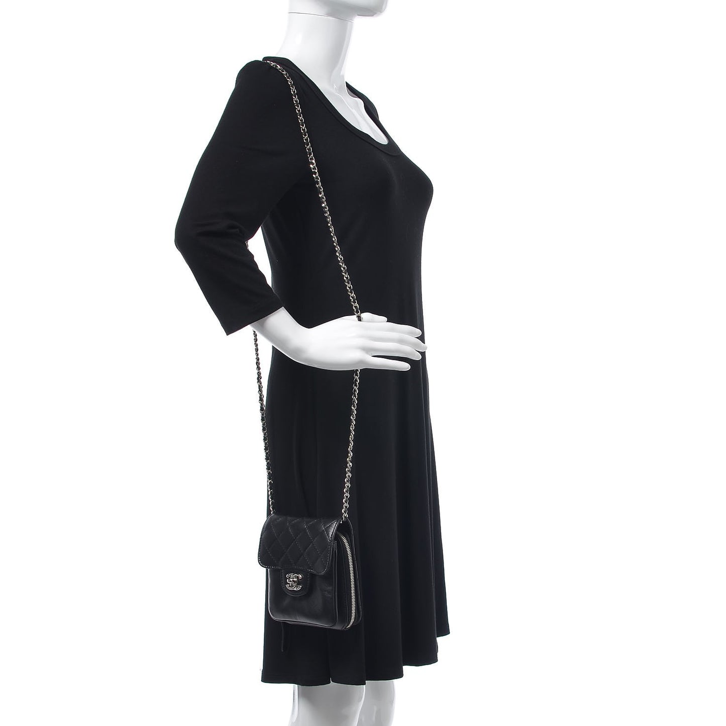 Lambskin Quilted Wallet On Chain Black