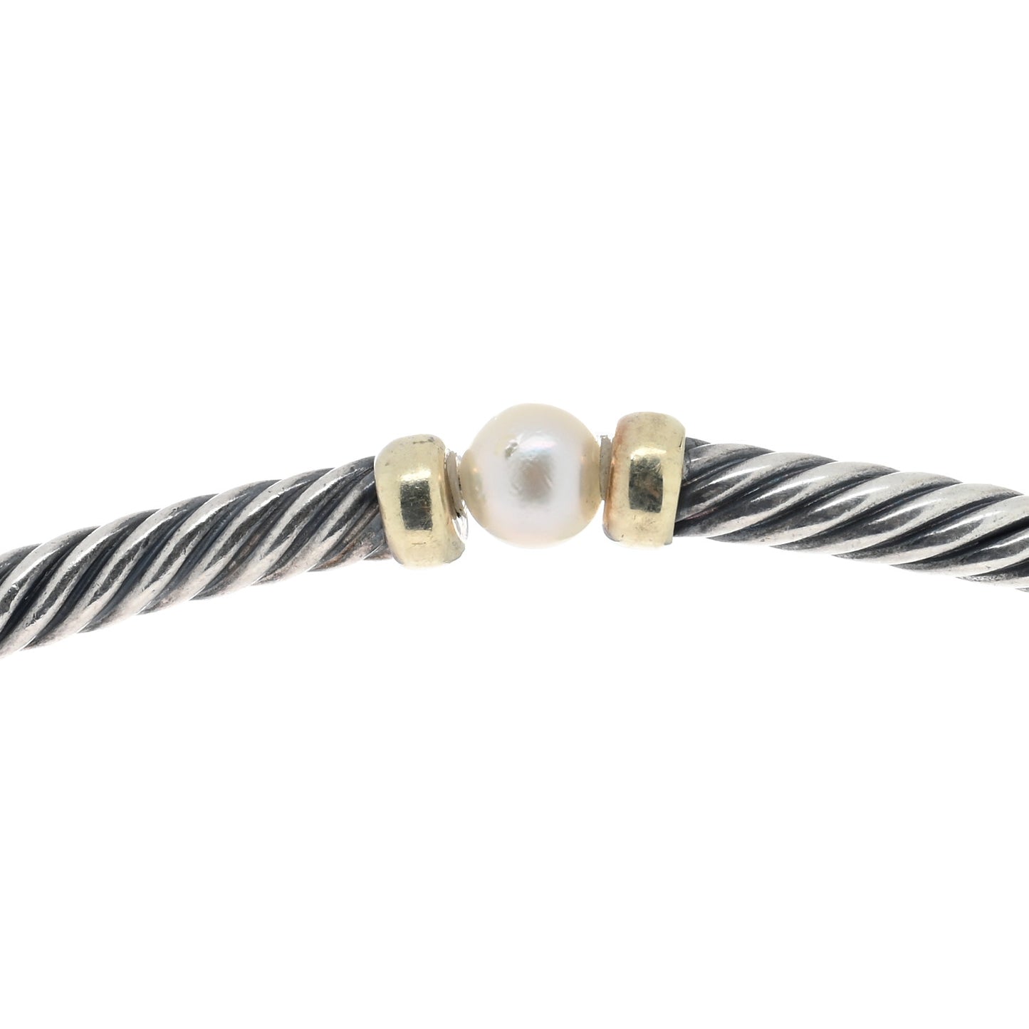 Sterling Silver 14K Yellow Gold Pearl Hampton Cable Choker Necklace