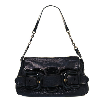 Fendi Nappa Patent B Bis Flap Bag Black 1 of 13