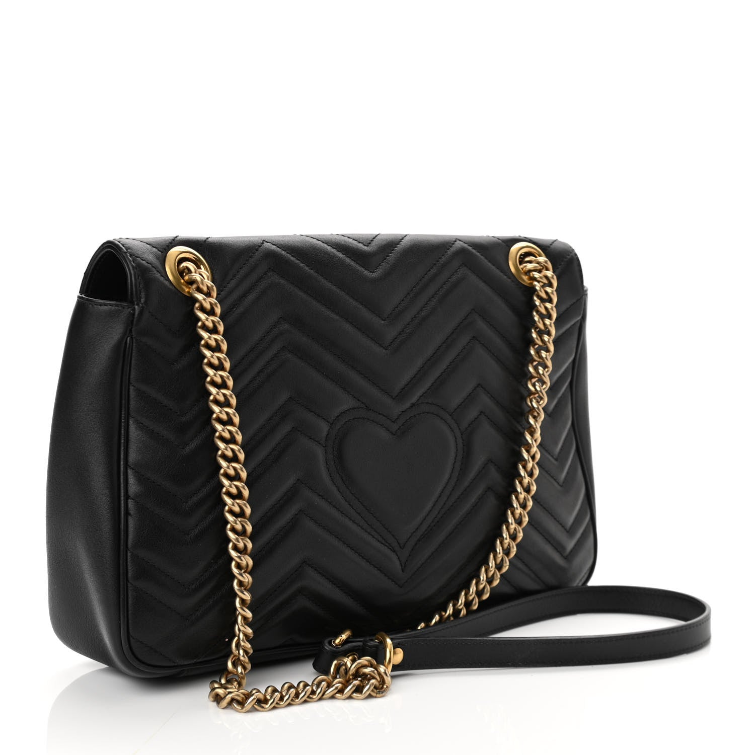Gucci Calfskin Matelasse Medium GG Marmont Shoulder Bag Black 3 of 10