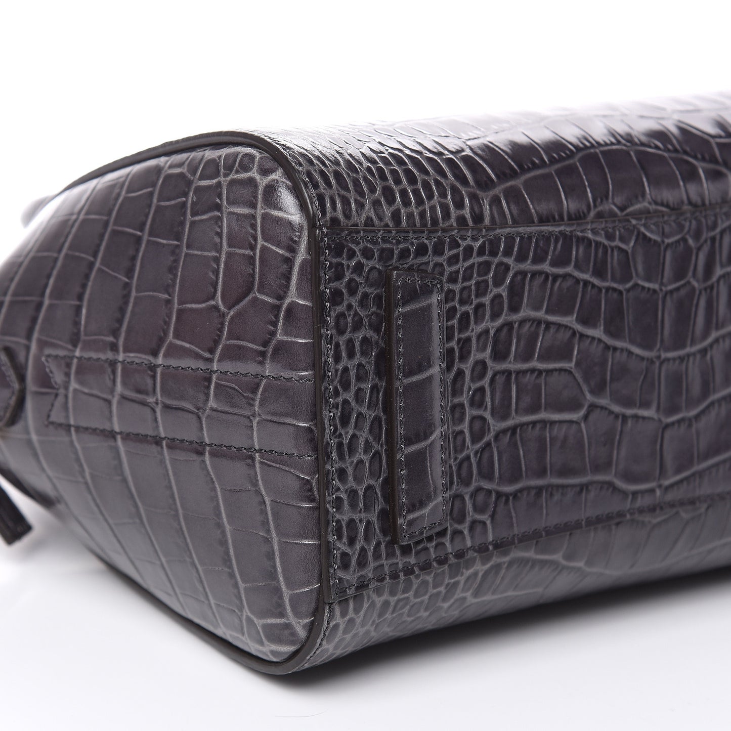 Calfskin Crocodile Embossed Mini Antigona Storm Grey