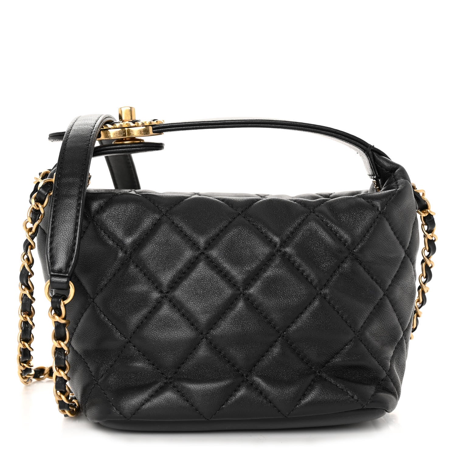 Chanel Lambskin Quilted Small Perfect Meeting Hobo Black 1 of 11